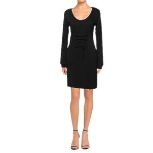 𝅺lanston Short black dress with lace up front